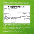 Myo-Inositol & D-Chiro Inositol 40:1 | 2,050mg por ración | 240 Cápsulas Veganas con Folato, Vitamina D3 y Vitex