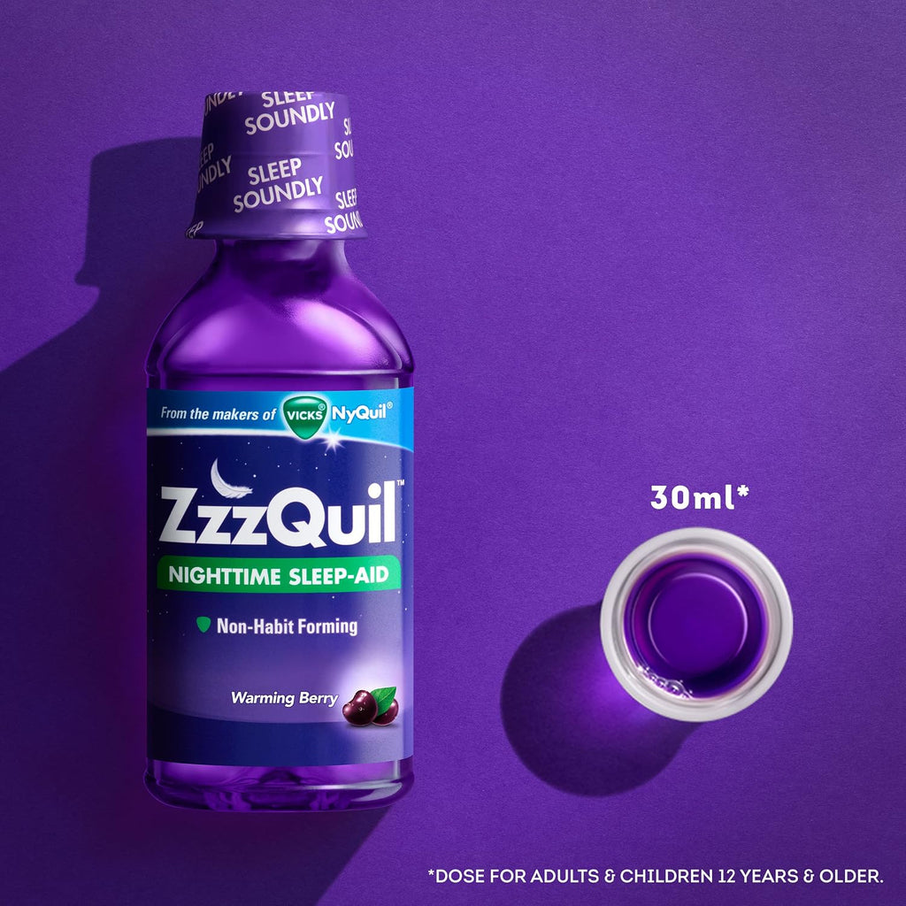 ZzzQuil Líquido para Ayudar a Dormir Sabor Bayas Calientes 355 ml