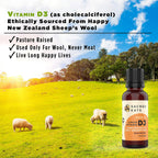 Gotas Orgánicas de Vitamina D3 Líquida - 1000 UI por Gota, Sin Azúcar, Aceite de Coco MCT, Máxima Absorción