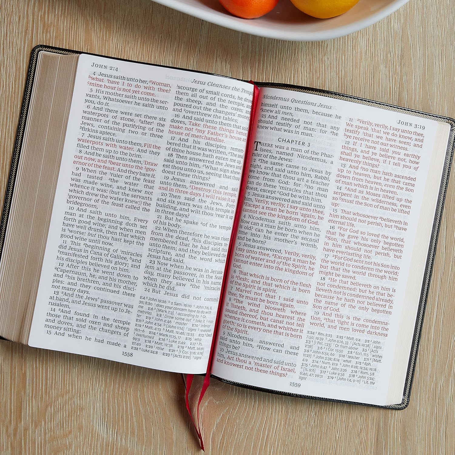 Santa Biblia KJV: Super Letra Gigante con 43.000 Referencias Cruzadas, Deluxe en Cuero Imitación Burdeos, Letra Roja, Comfort Print: Versión King James (Inglés)