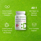 Myo-Inositol & D-Chiro Inositol 40:1 | 2,050mg por ración | 240 Cápsulas Veganas con Folato, Vitamina D3 y Vitex