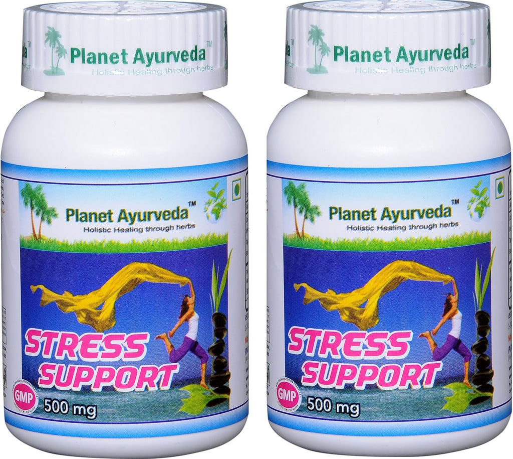 Planet Ayurveda Stress Support, 500mg Cápsulas Veganas - 2 Frascos