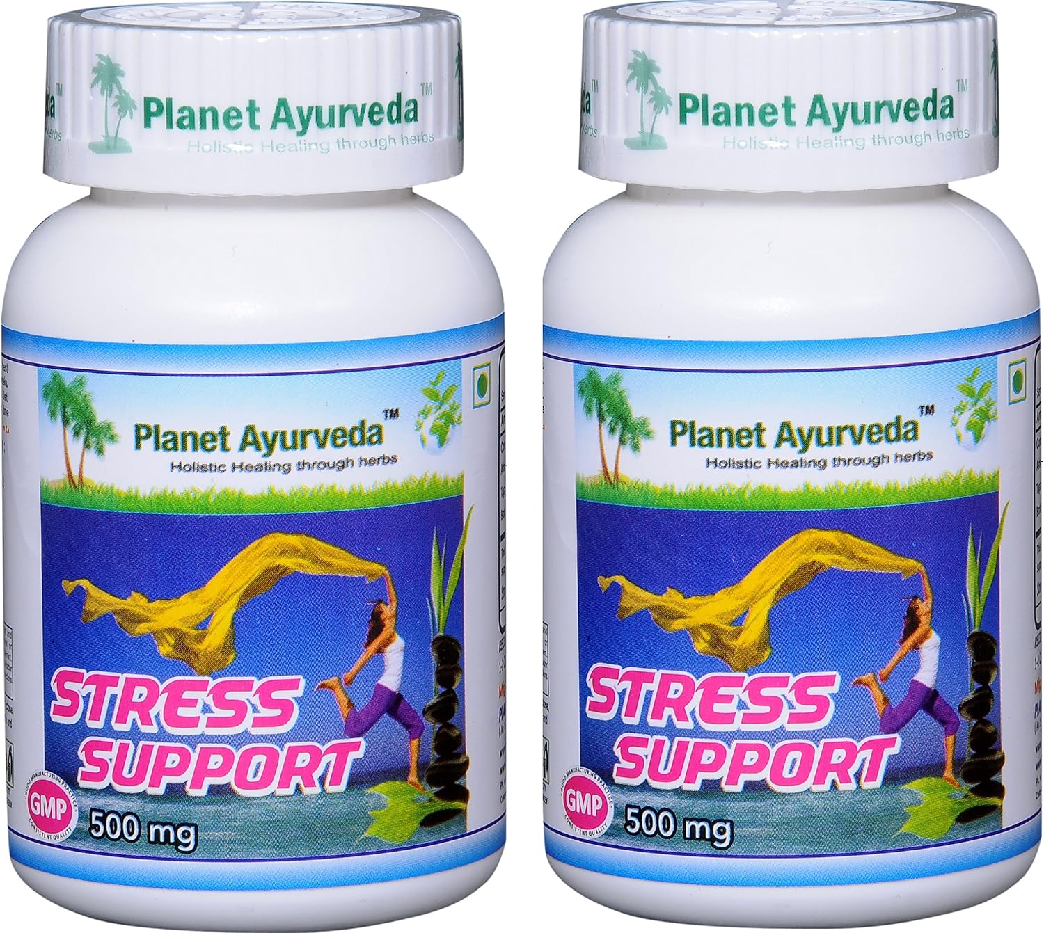 Planet Ayurveda Stress Support, 500mg Cápsulas Veganas - 2 Frascos