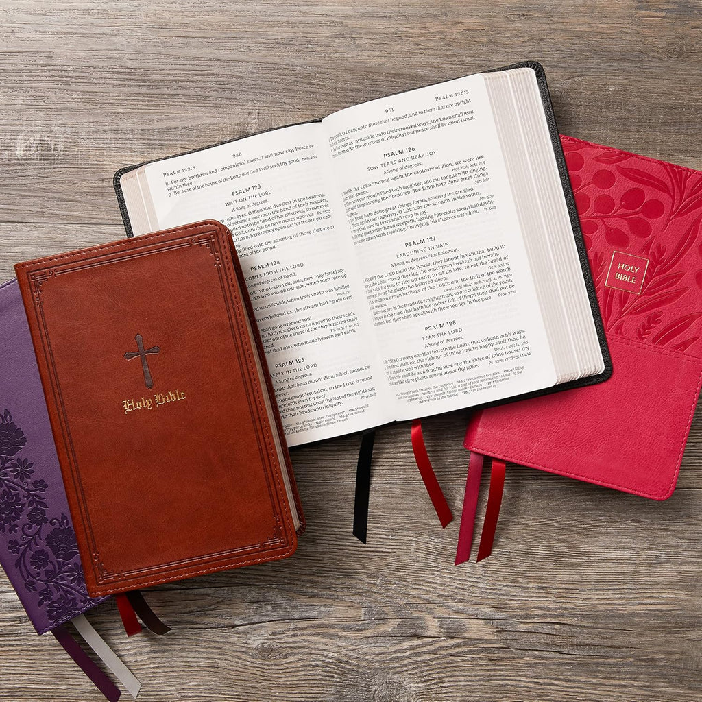 Biblia KJV Letra Grande con Referencias Cruzadas - Piel Marrón - Tamaño Personal